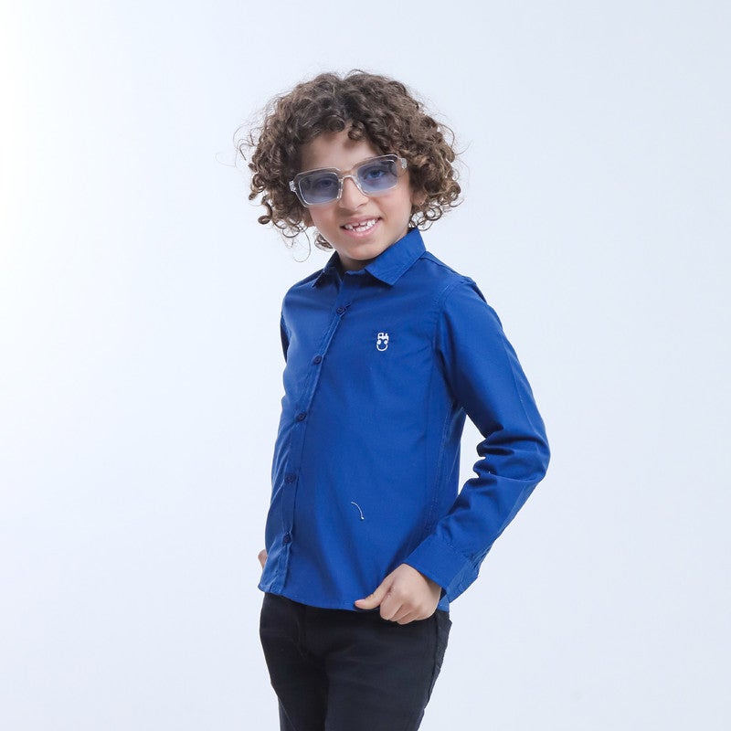 BEBO Plain long-sleeved boys' shirt_Blue - Image 2